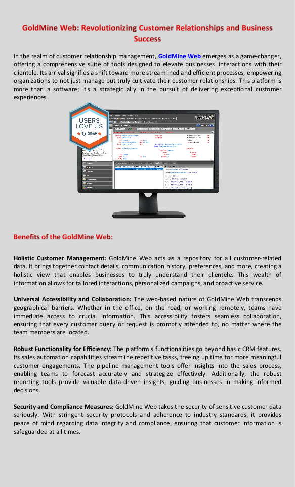 GoldMine Web: Elevating Customer Relationships & Success