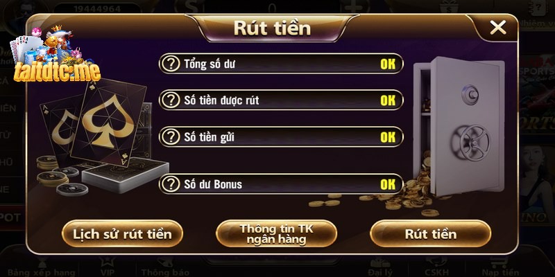 Rút tiền TDTC nhanh chóng, an toàn sau khi thắng cược