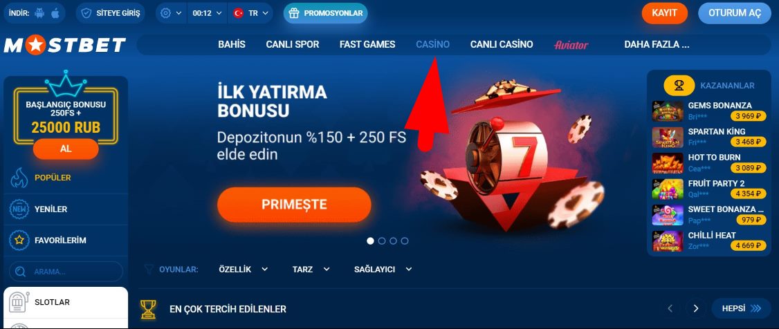 Mostbet casino Türkiye slot ve slot makineleri