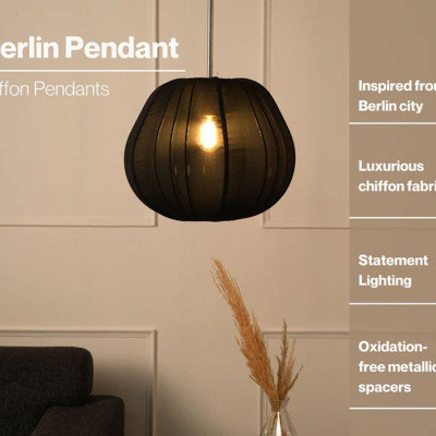 Chandelier Chiffon Lampshade Pendant Lamp (Black) Profile Picture