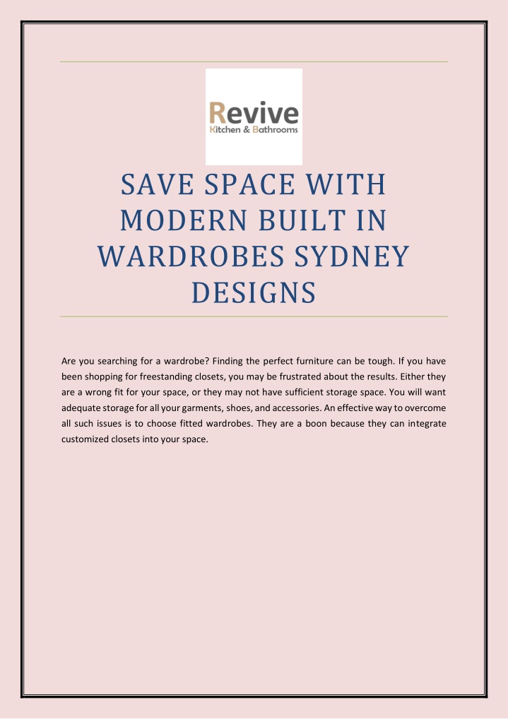 PPT - SAVE SPACE WITH MODERN BUILT IN WARDROBES SYDNEY DESIGNS PowerPoint Presentation - ID:13815750