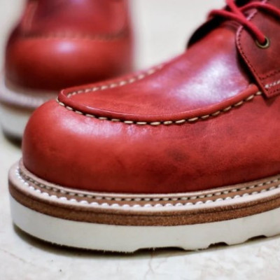 Classic Moc Toe Red Mens Boots lace up Leather Boots - Boots Profile Picture