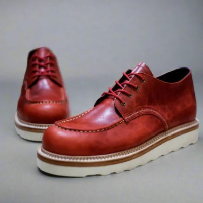 Classic Moc Toe Red Mens Boots lace up Leather Boots - Boots Profile Picture