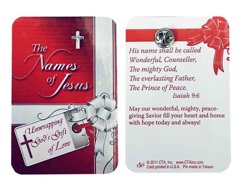 Names Of Jesus Cross Lapel Pin and Card - The Christian Shop