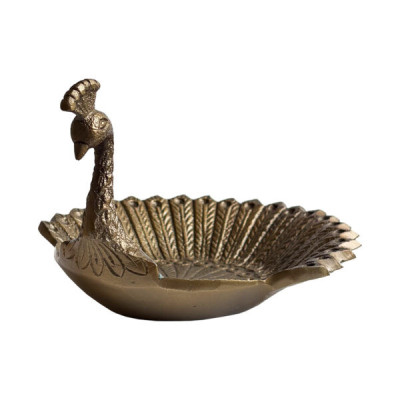 Vintage Style Peacock Change or Jewelry Tray, Antiqued Brass Finish Profile Picture