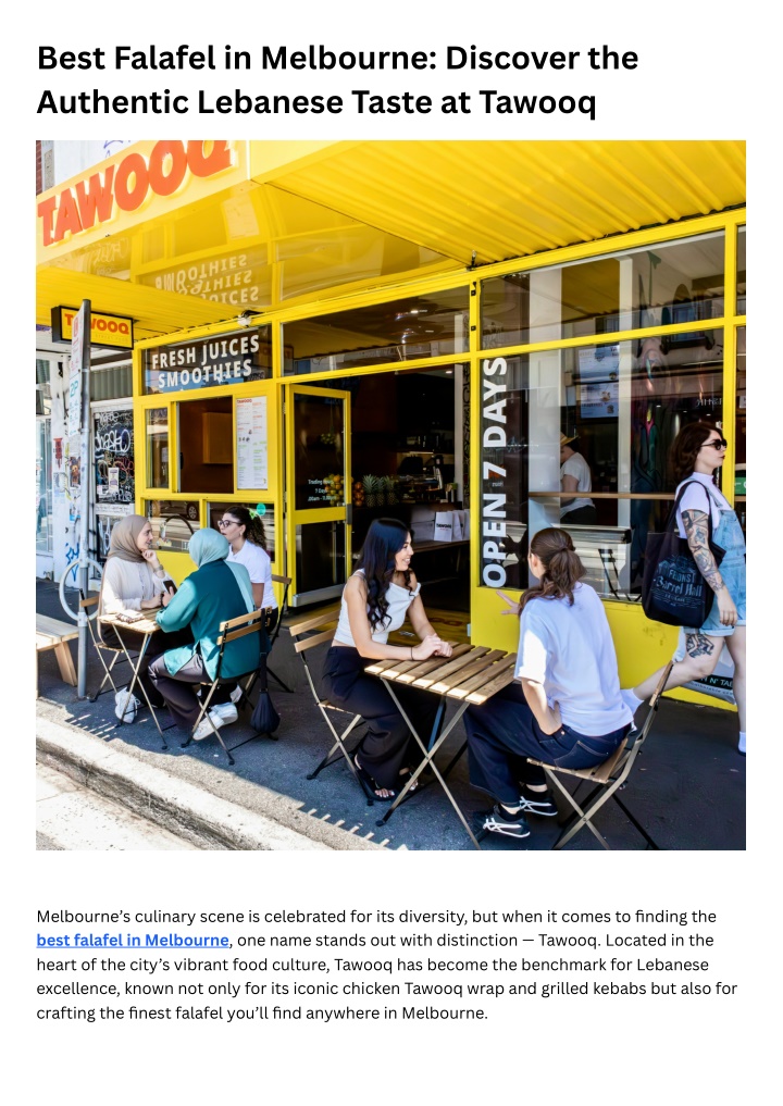 PPT - Best Falafel in Melbourne Discover the Authentic Lebanese Taste at Tawooq PowerPoint Presentation - ID:14354361