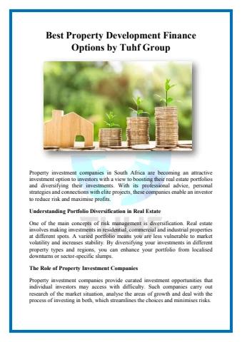 Best Property Development Finance Options by Tuhf Group