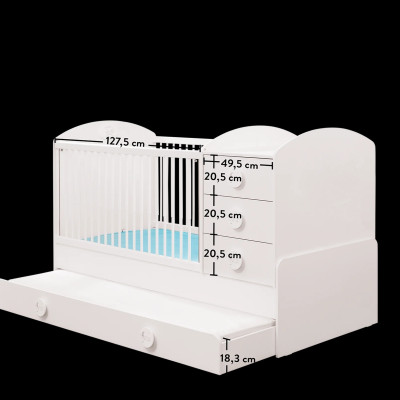 Βρεφική πολυμορφική κούνια BABY COTTON with Telescopic Rail Λευκό χρώμα CO-1015 80×180εκ. Cilek Profile Picture