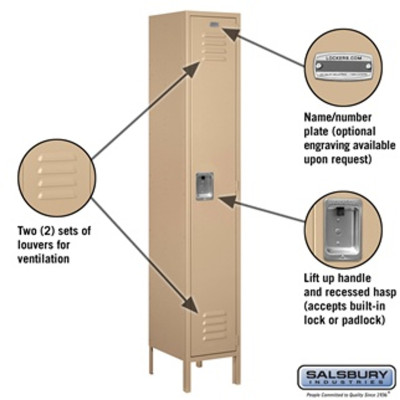 15" Wide Single Tier Standard Metal Locker - 1 Wide - 6 Feet High - 15 Inches Deep Profile Picture