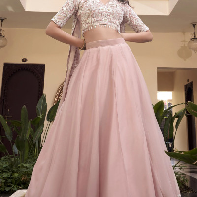 Amazing Baby Pink Thread Embroidered Silk Engagement Lehenga Choli Profile Picture